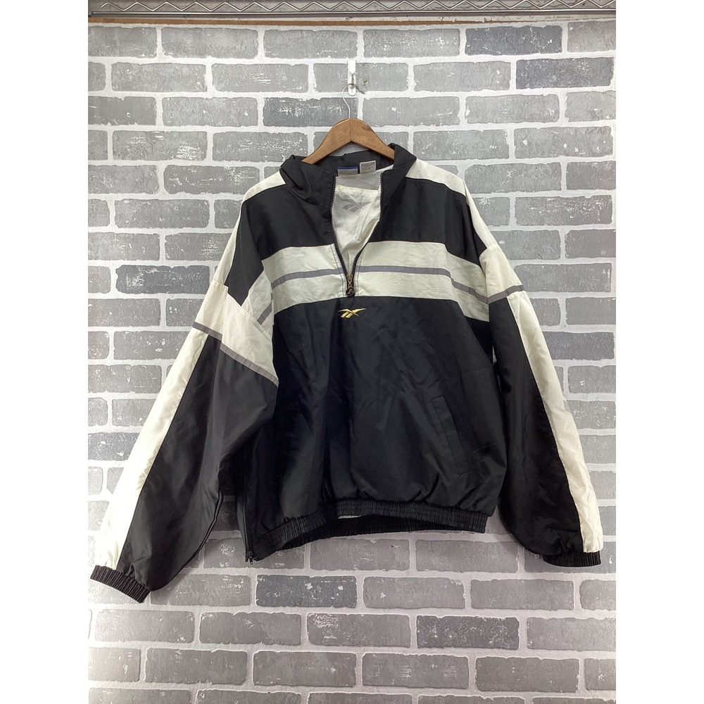 Vintage Reebok Allen‎ Iverson I3 Windbreaker Jacket Black White Mens Large L